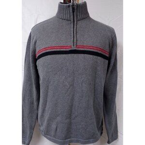 Eddie Bauer Mens Large Grey 1/4 Zip Tight Knit Pullover Heavyweight Sweater